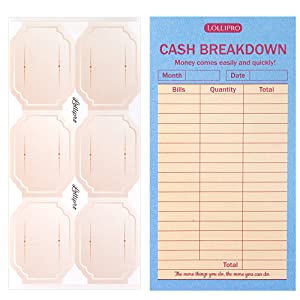 Cash Breakdown Cards: easy for your record ; 
Label stickers: easily for you to handle your bill and get organized ;